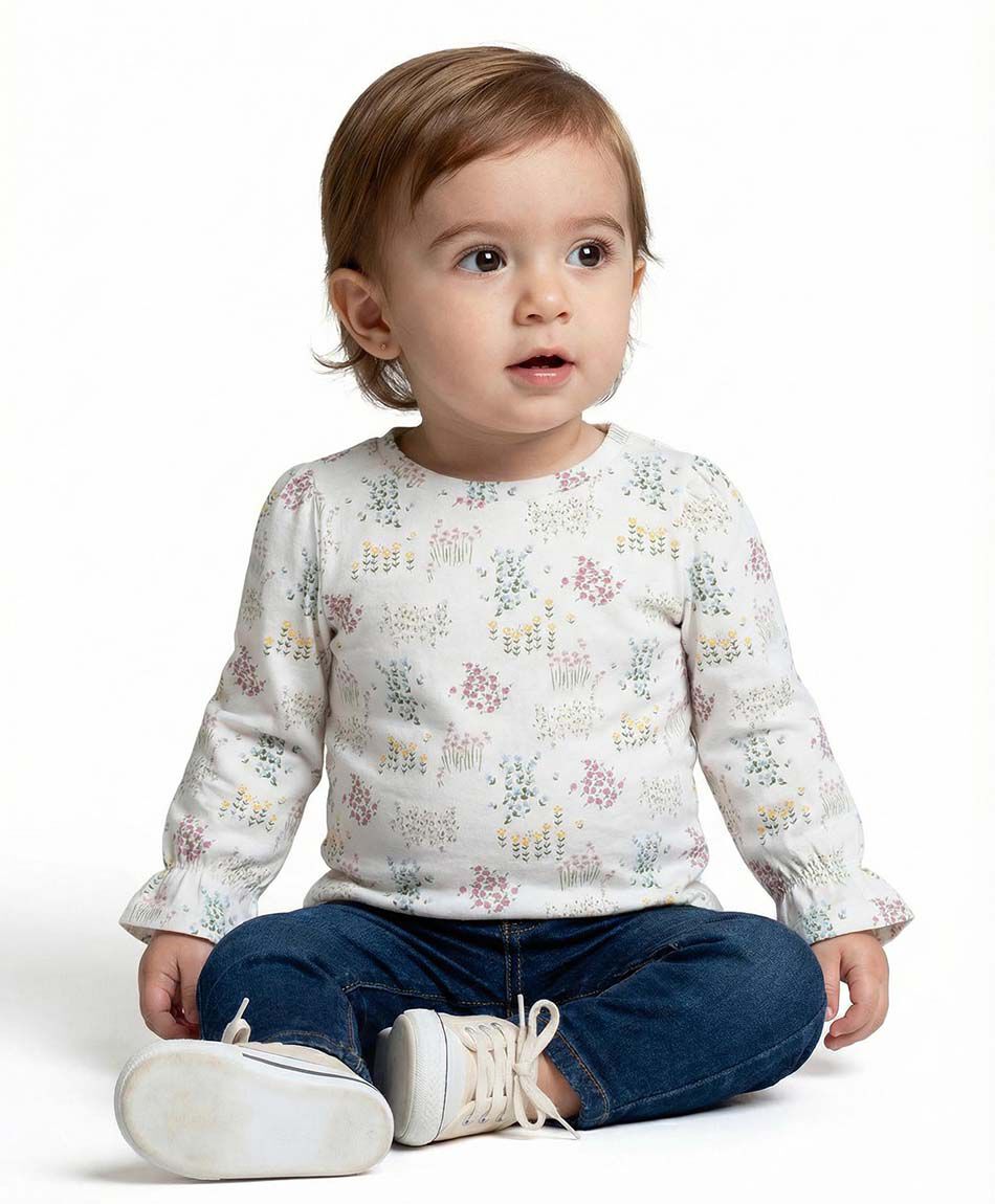 Remera beb&eacute; print florcitas