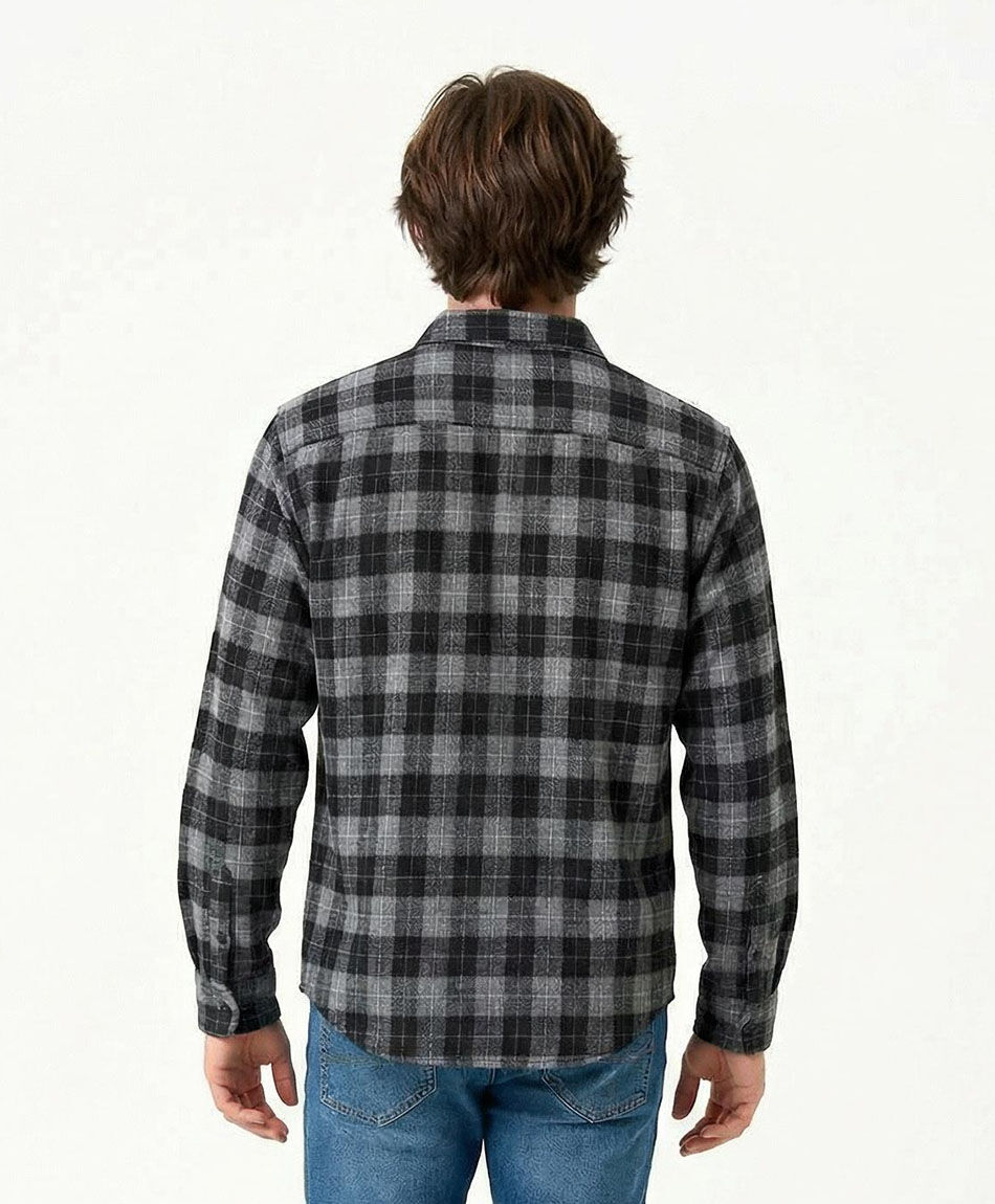 Camisa hombre franela escoc&eacute;s gris