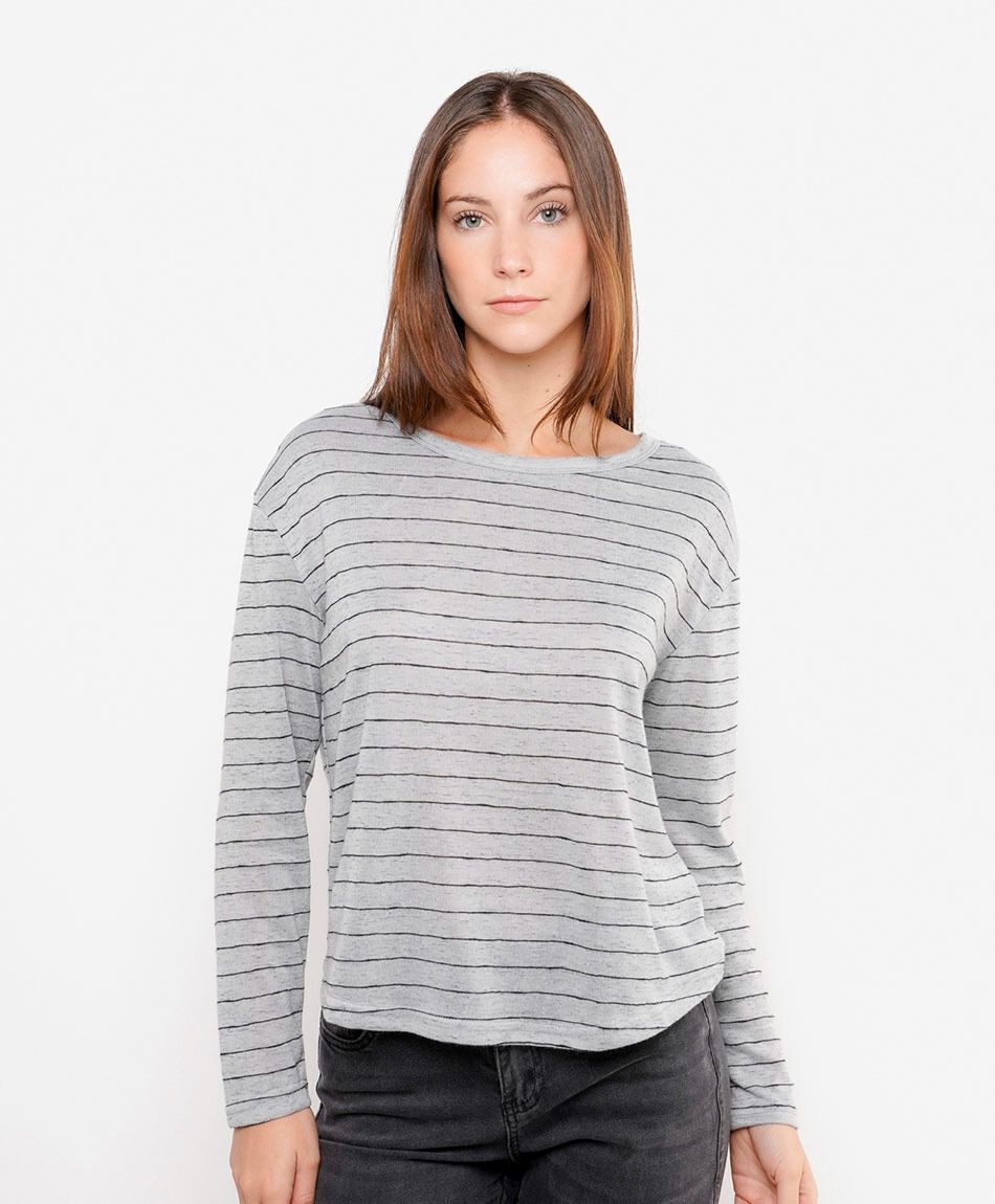 Remera mujer l&iacute;neas melange