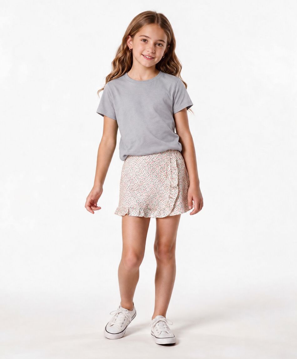 Pollera ni&ntilde;a short florcitas