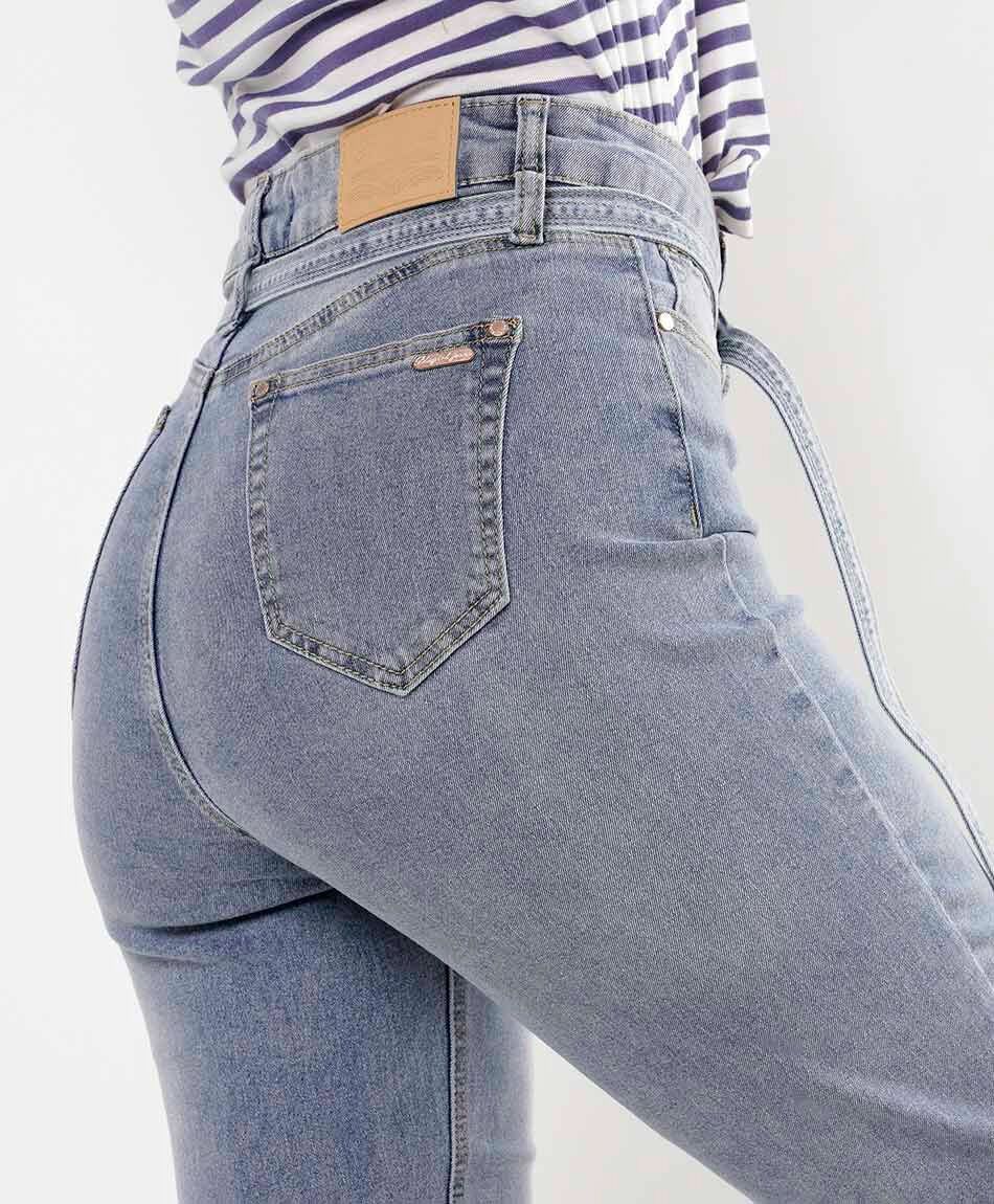 Jeans mujer desgaste cintur&oacute;n skinny fit