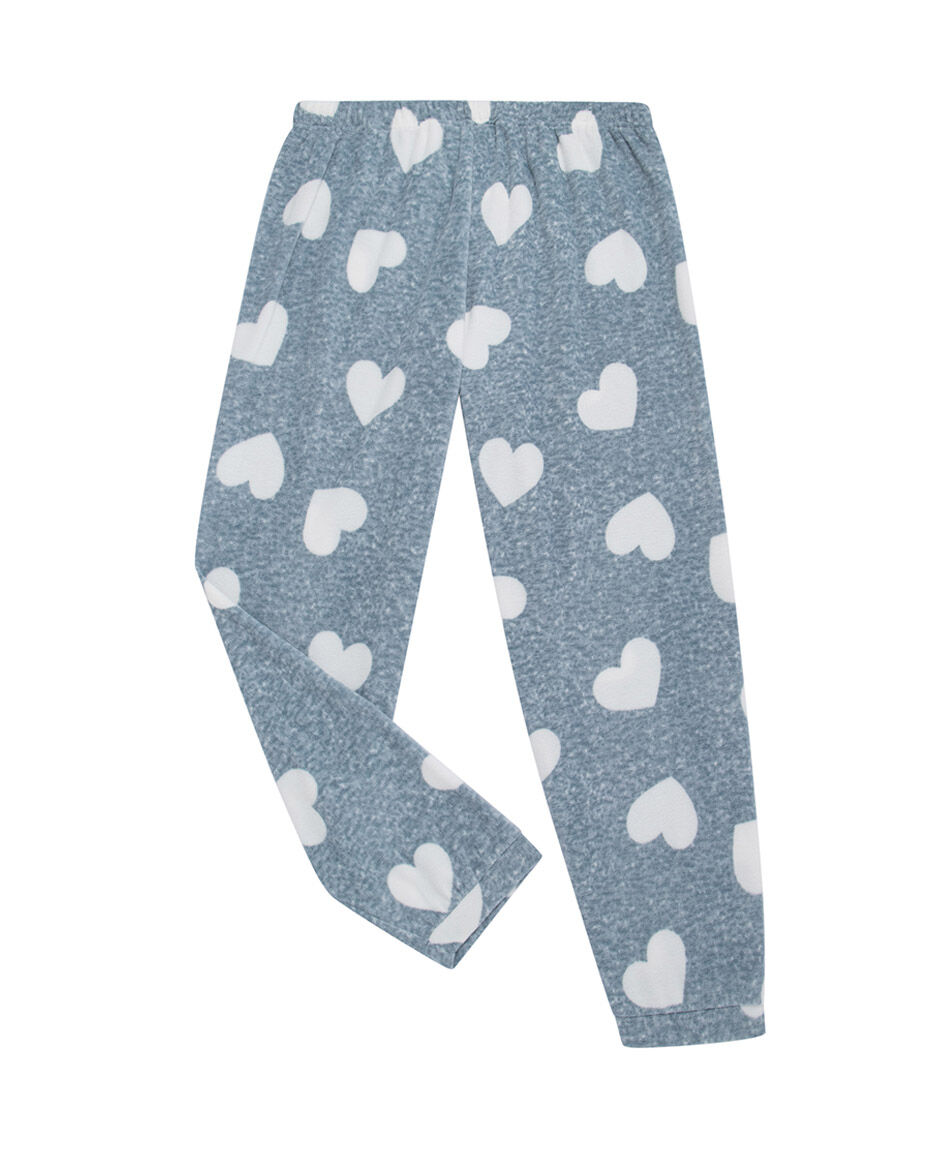Pijama mujer polar corazones white