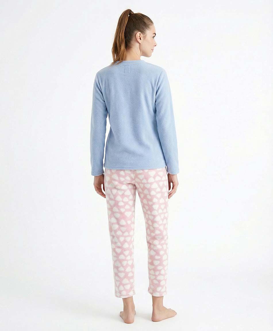 Pijama mujer polar gatito y nubes