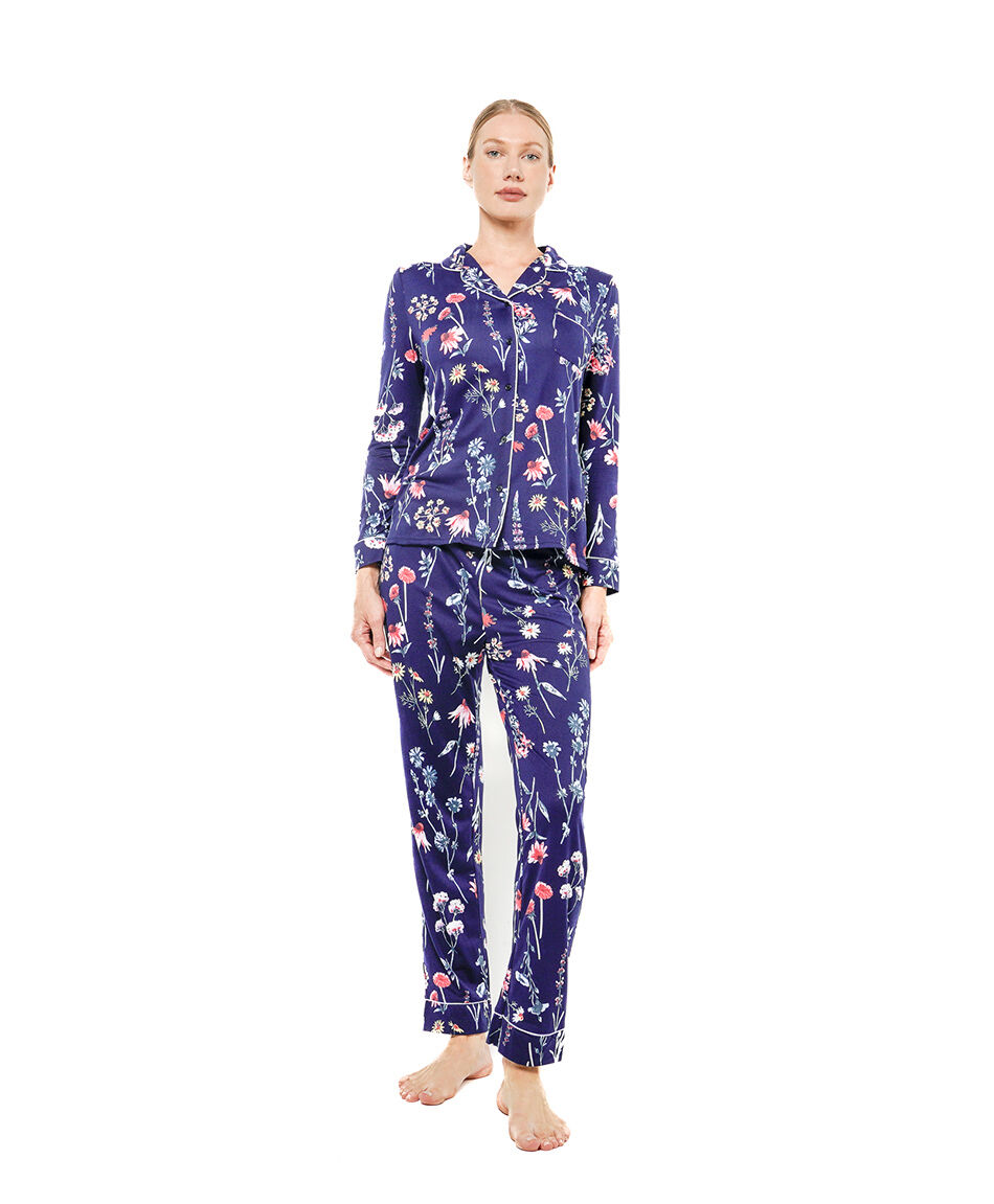 Pijama mujer floreado camisero