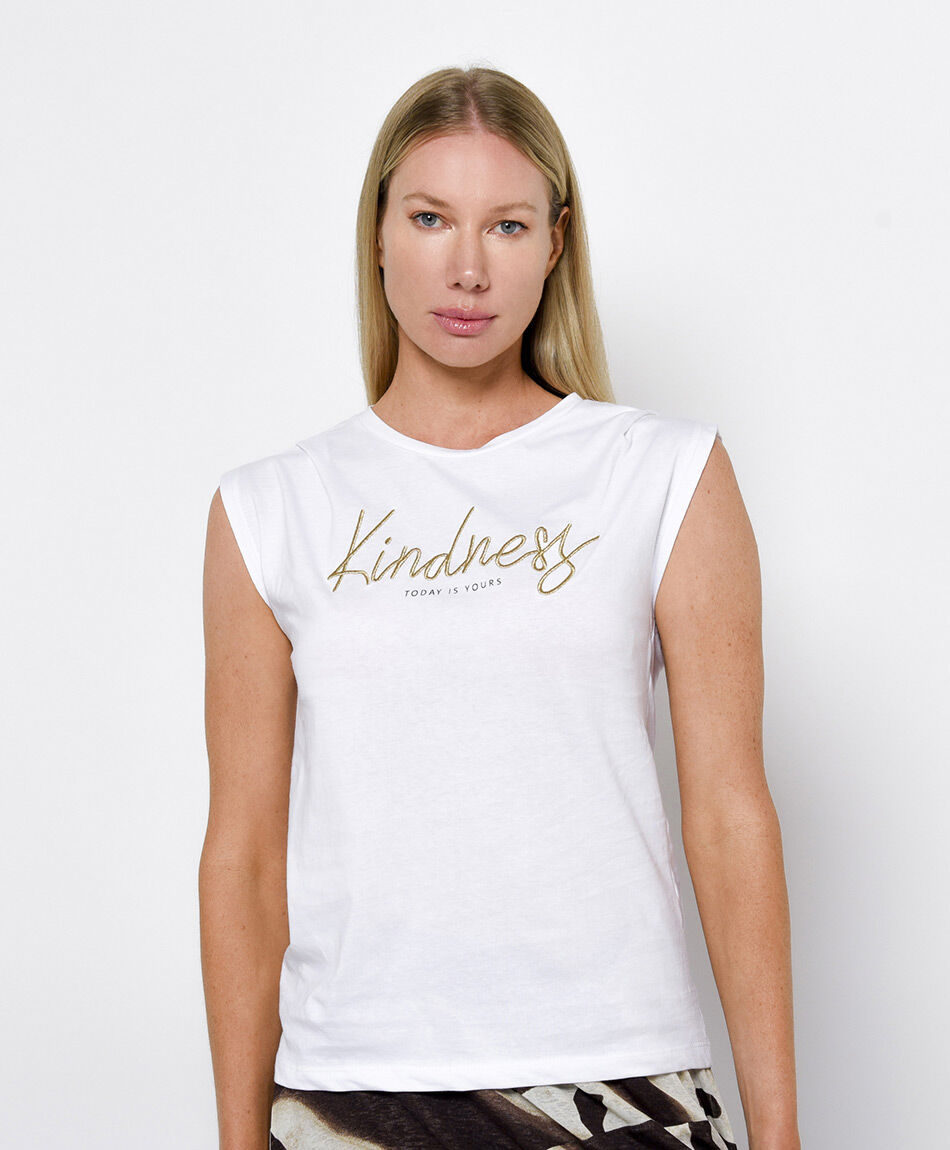 Remera mujer bordado golden