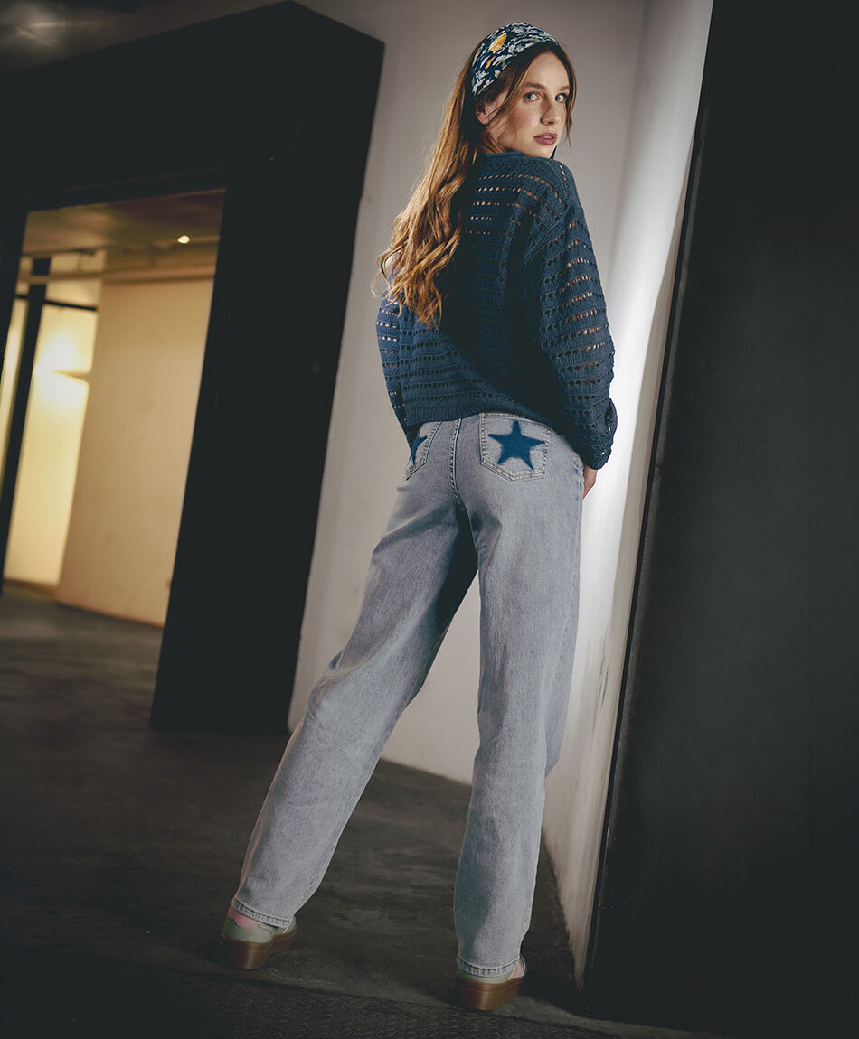 Jeans mujer straight estrella dyed