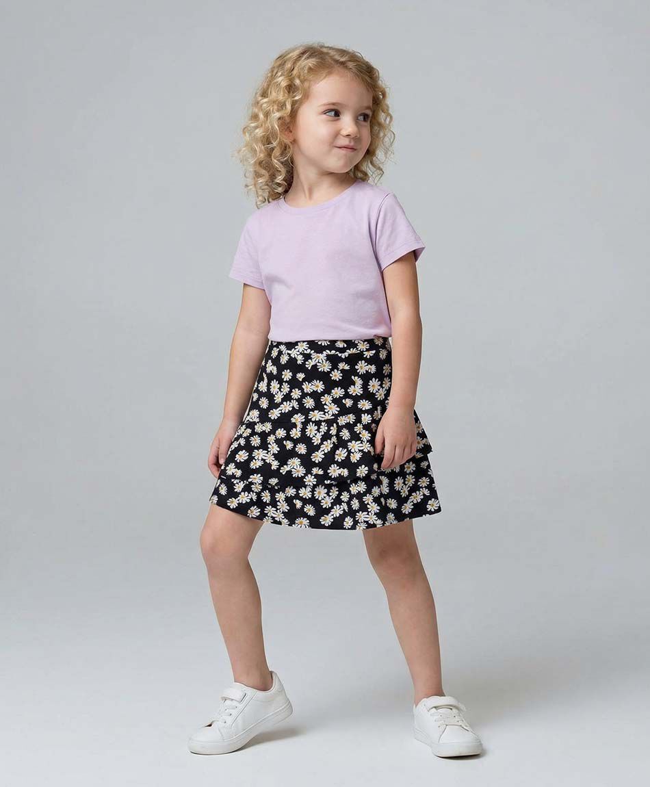 Pollera ni&ntilde;a pisos floreada