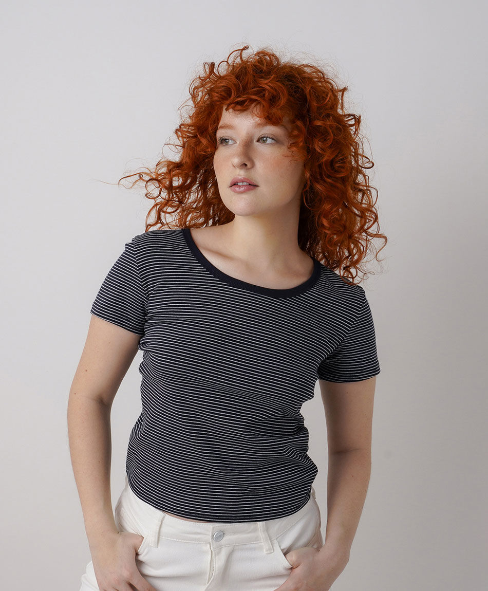 Remera mujer listas bicolor
