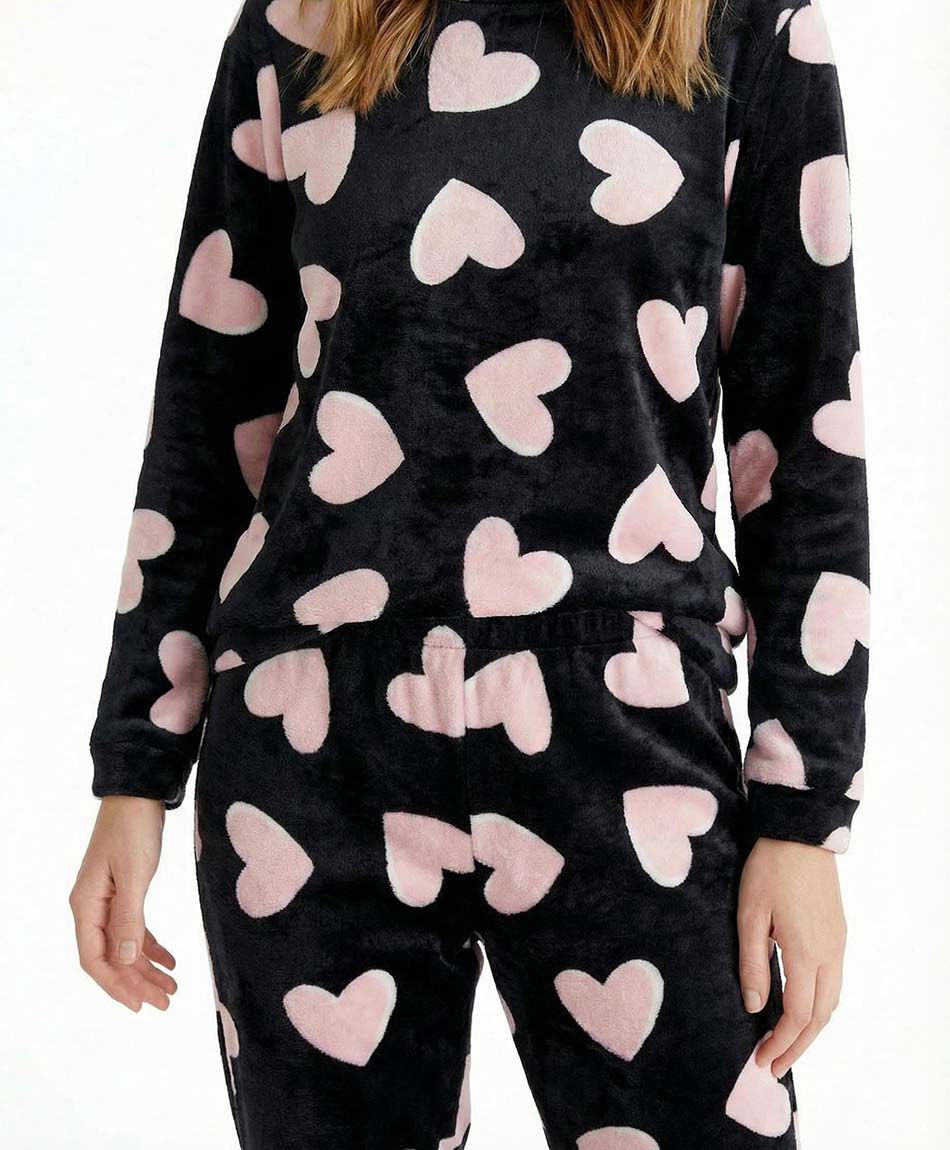 Pijama mujer coral corazones pink