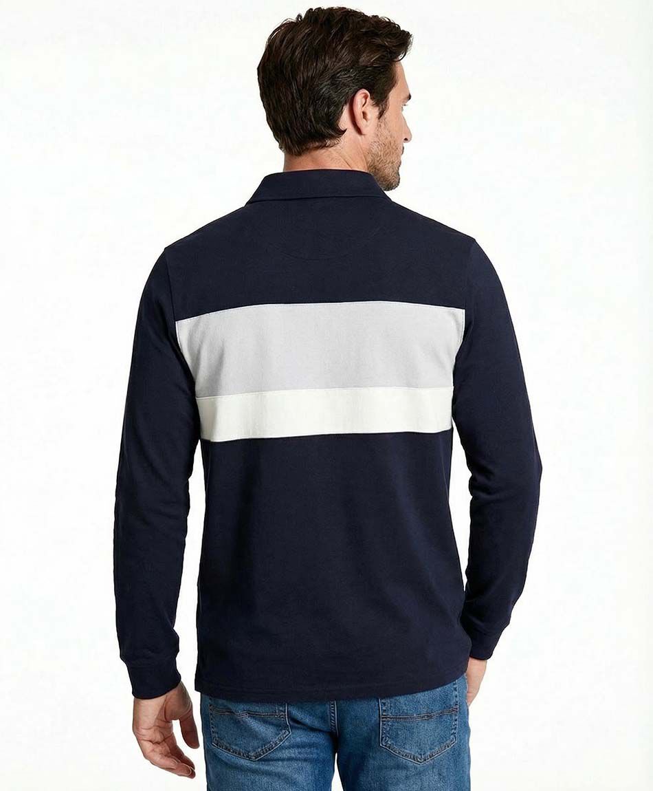 Remera hombre manga larga cuello polo navy