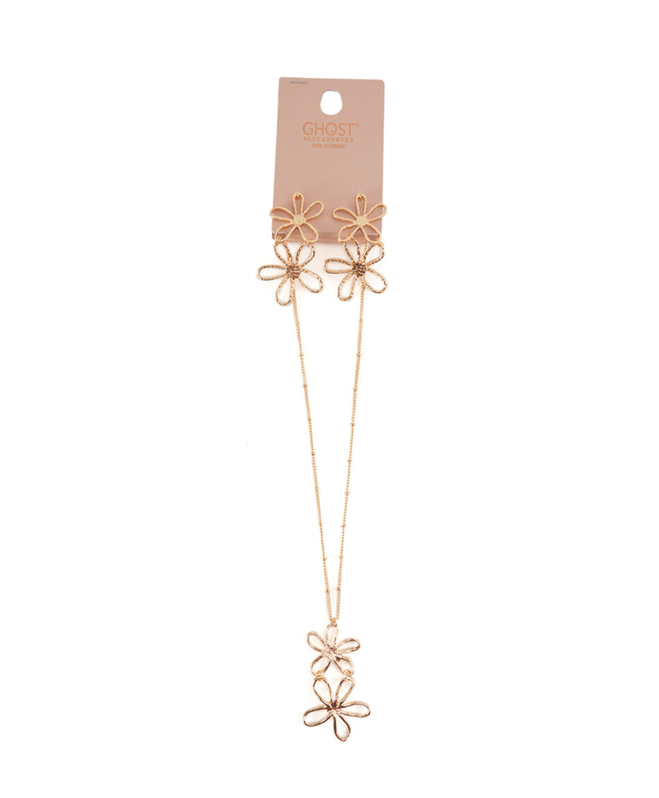 Set collar mujer flores gold