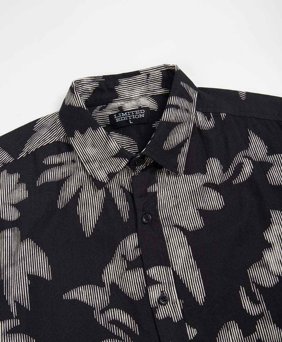 Camisa hombre lino floral lineal
