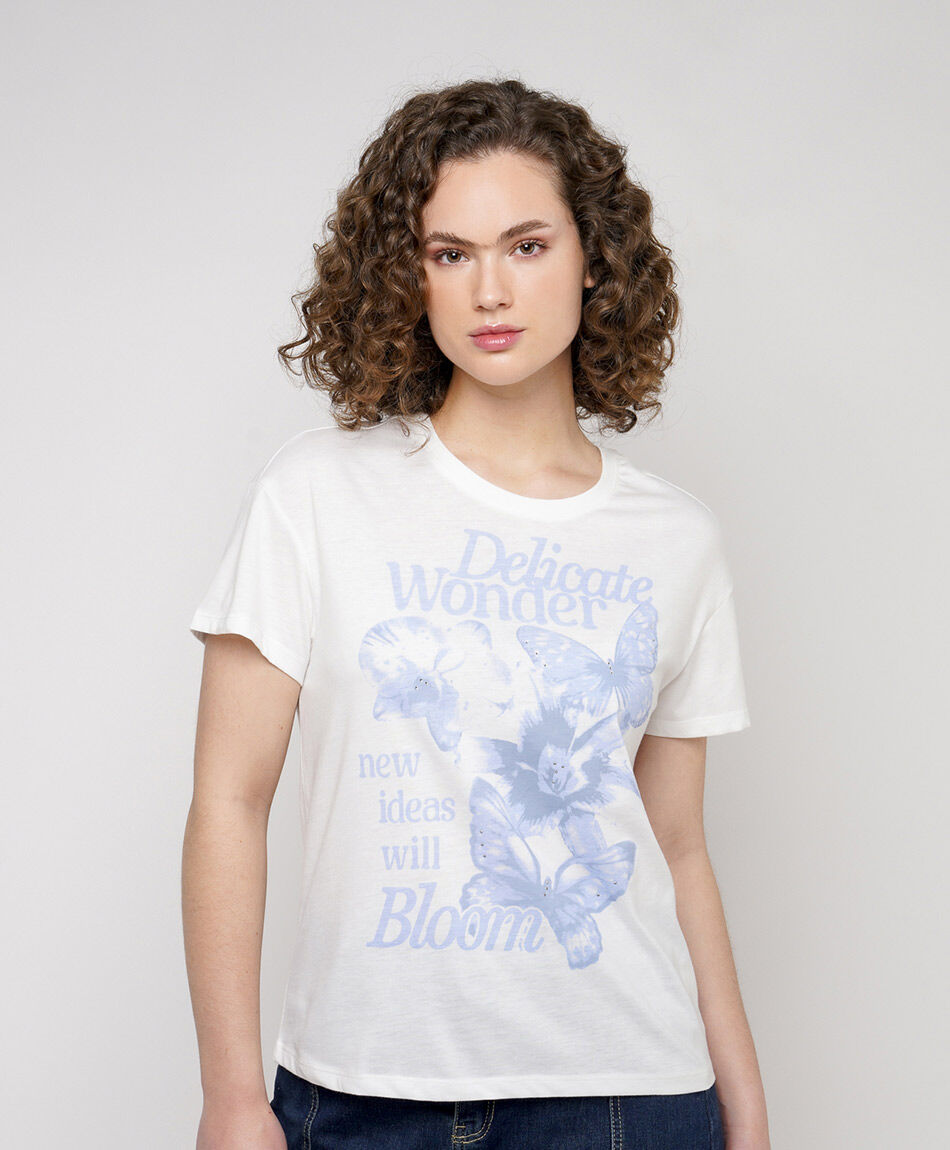 Remera mujer mariposas flores