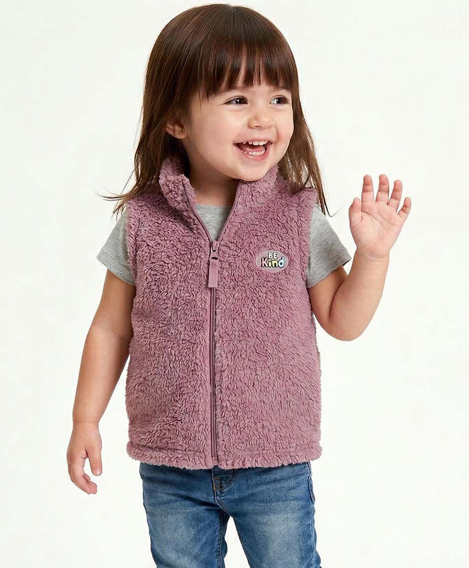 Buzo beb&eacute; vest chiporro sin mangas pink