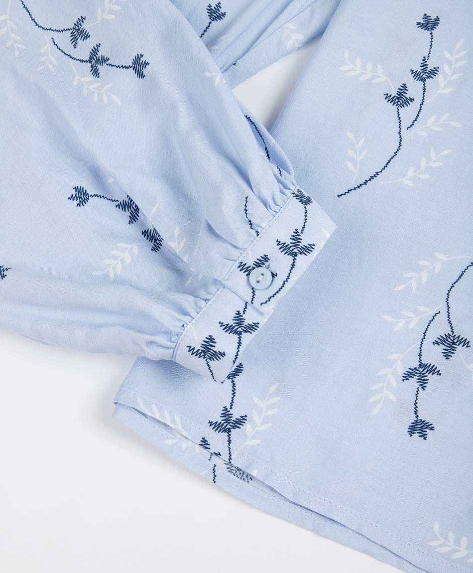 Camisa mujer florcitas lazo