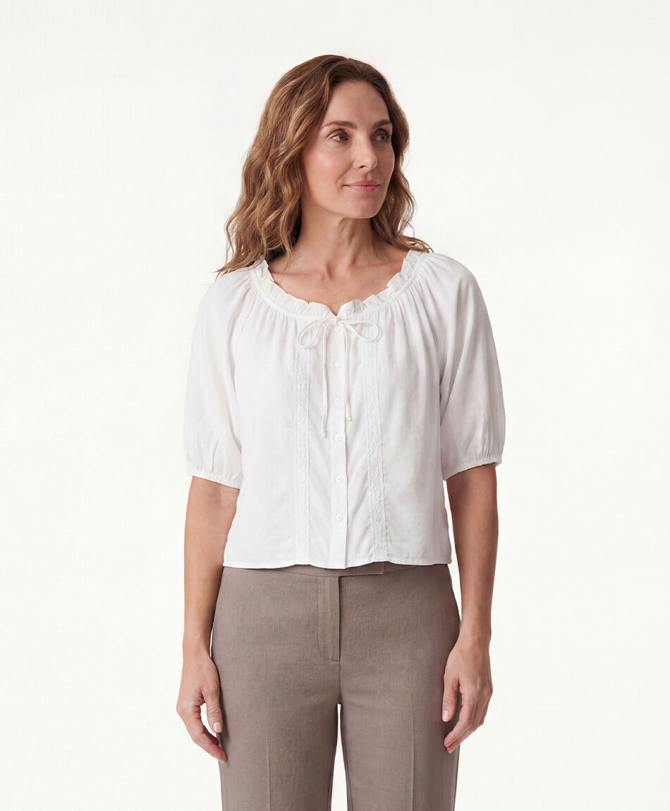 Camisa mujer rom&aacute;ntica lazo