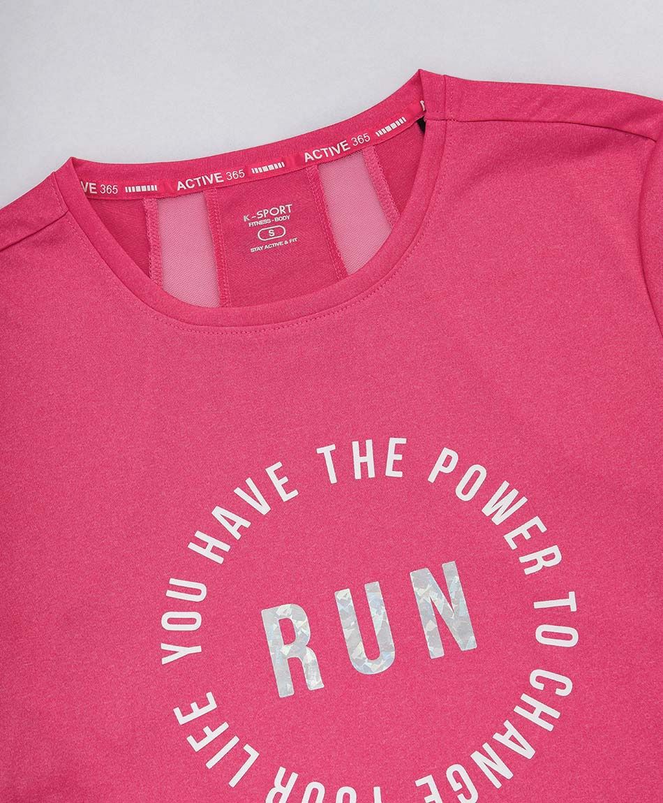 Remera deportiva mujer frase fucsia