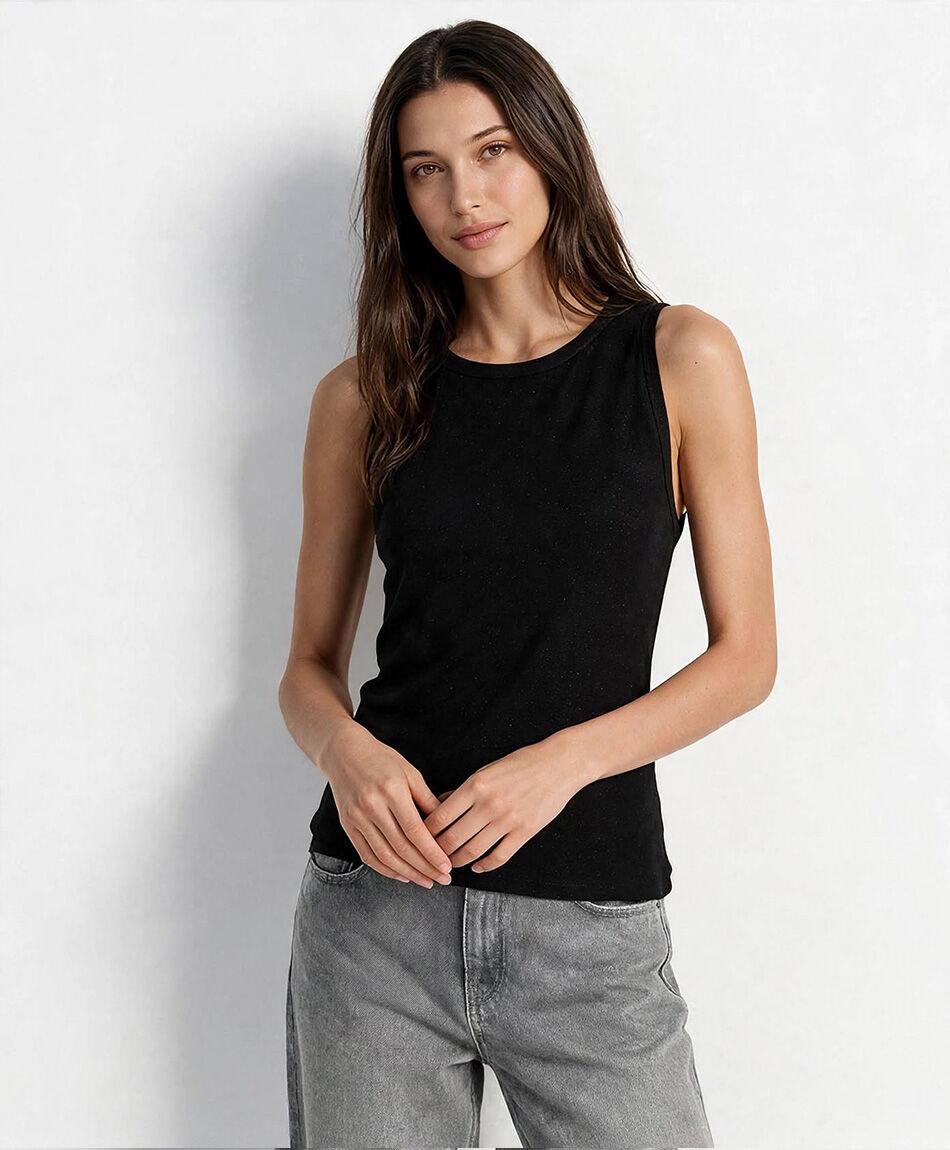 Remera mujer sin mangas brillos