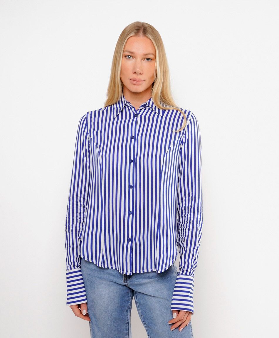 Camisas mujer lineas mix azul