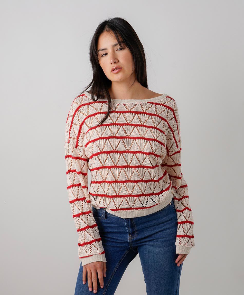 Sweater mujer calado rayas