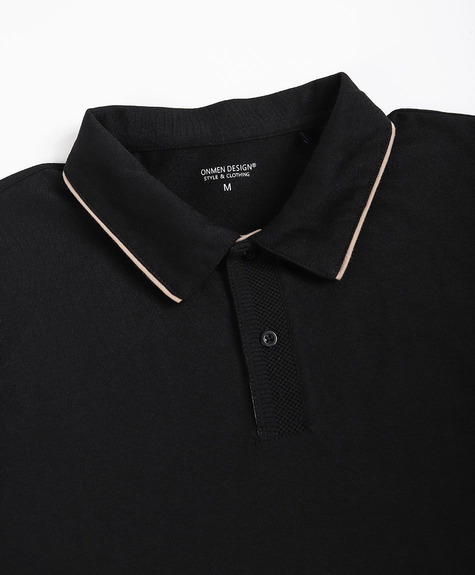 Remera hombre cuello polo negro