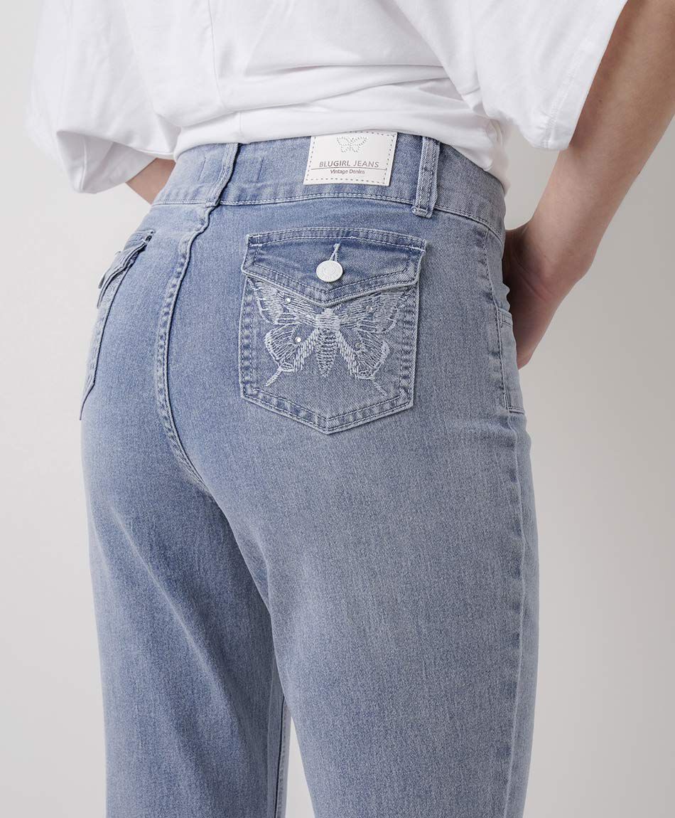 Jeans mujer flare bordado