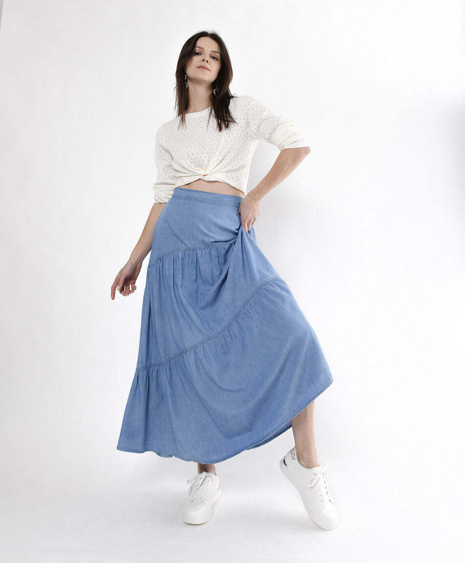 Falda larga mujer denim pisos