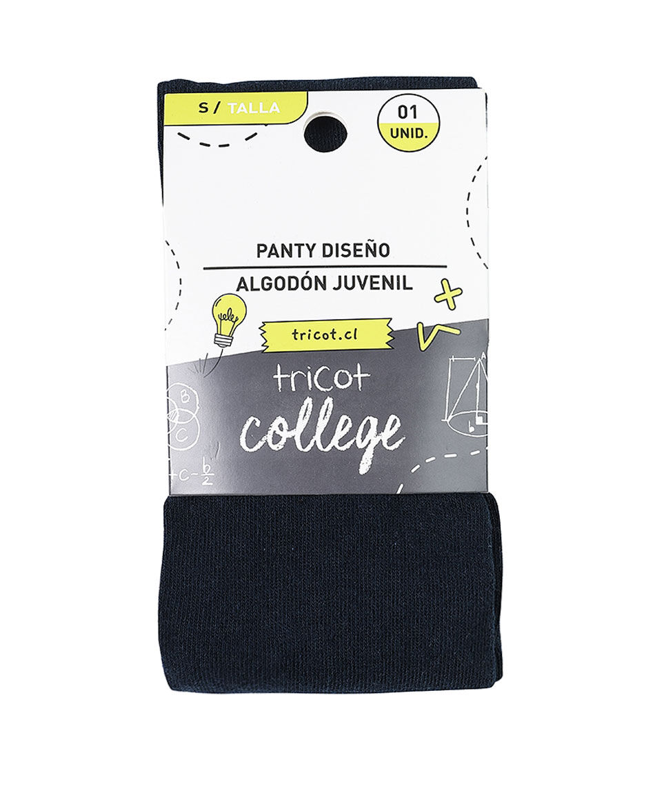 Panty escolar algod&oacute;n navy flor blanca