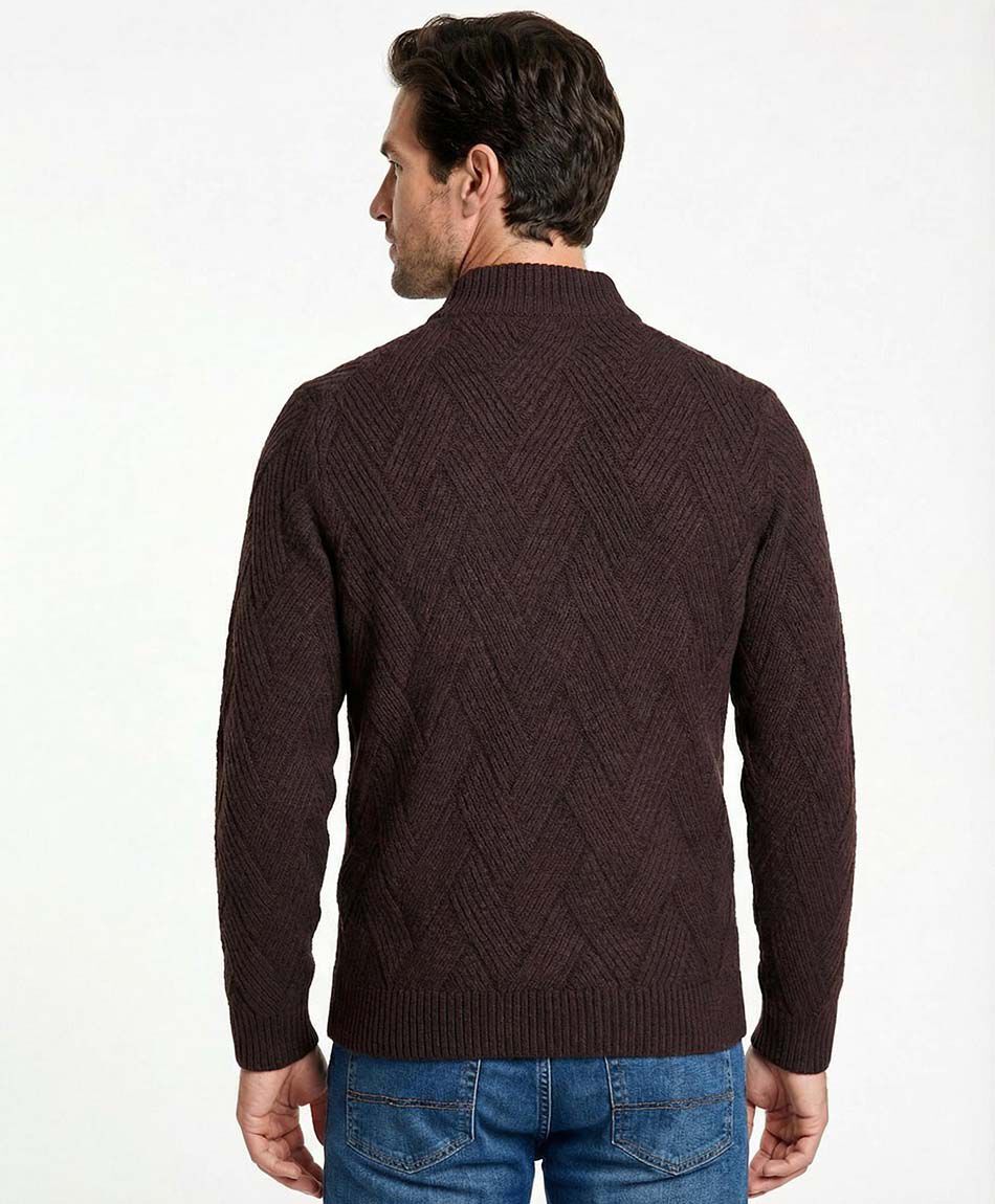Sweater hombre lineas trenzadas burdeo