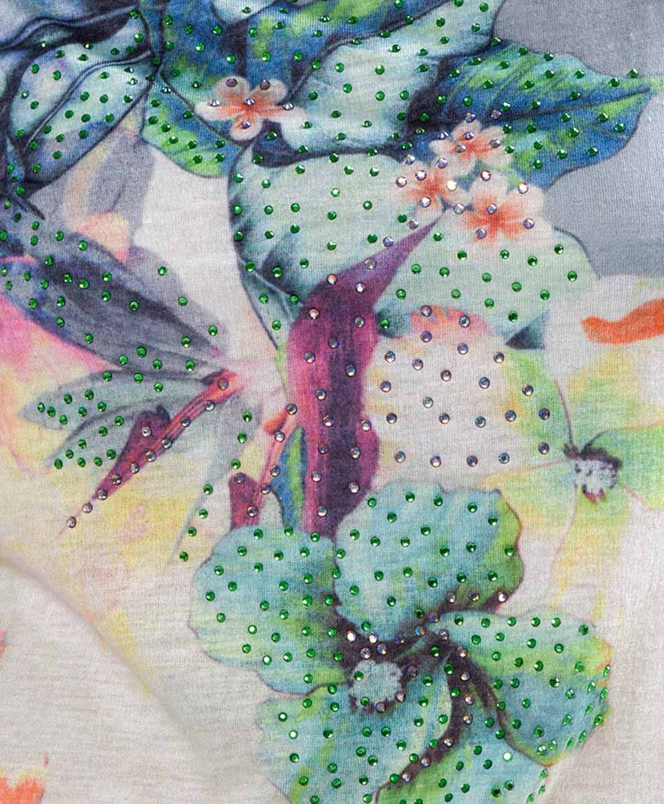 Polera flores strass