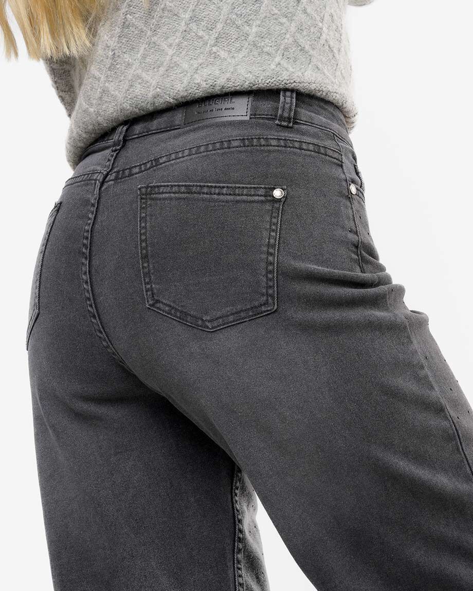 Jeans mujer brillos negros