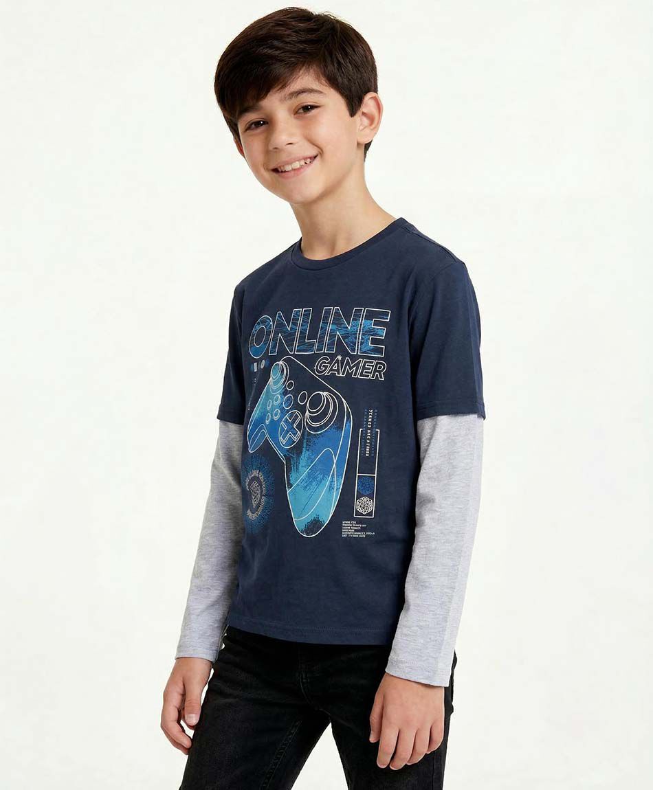 Remera ni&ntilde;o estampado gamer