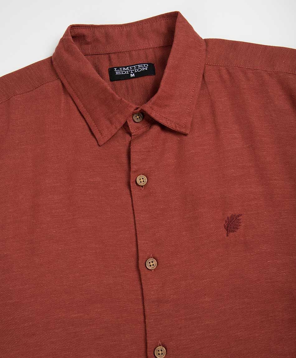Camisa hombre lino bordado