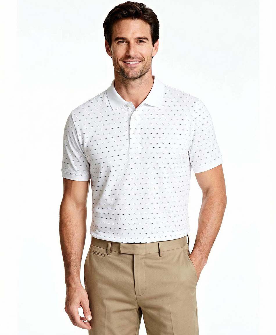 Remera hombre cuello polo puntos azules