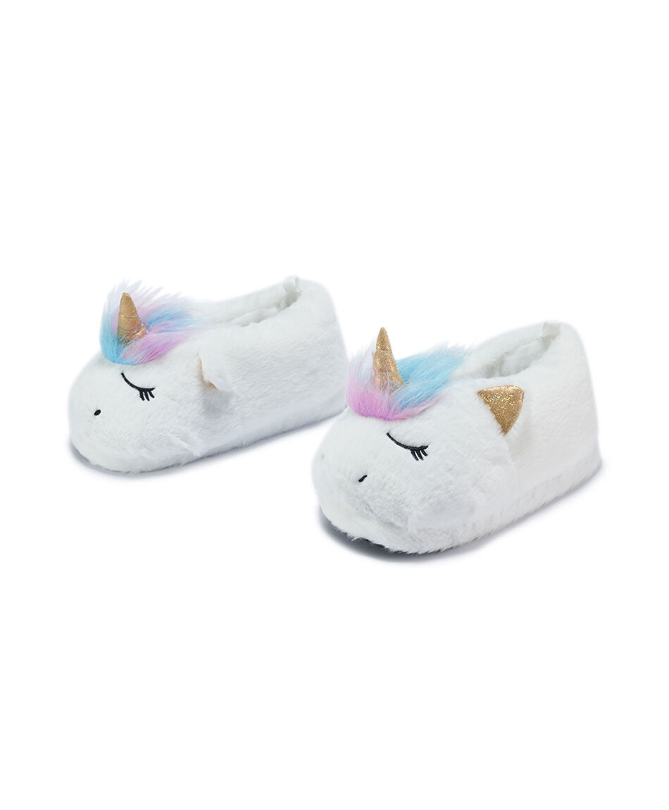 Pantufla ni&ntilde;a peluda unicornio