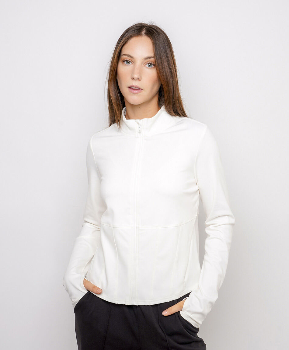 Buzo mujer cuello alto white