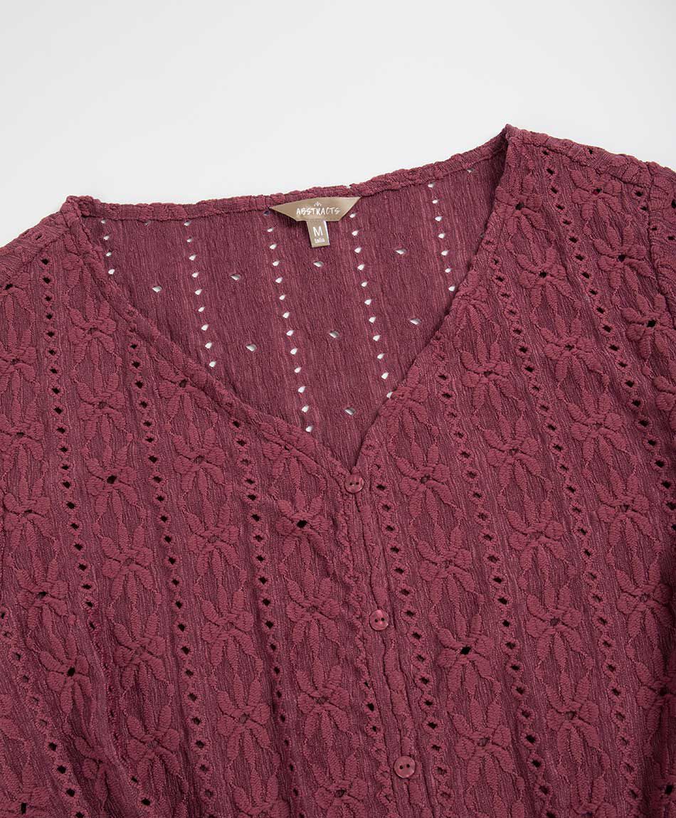 Remera mujer calada botones lazo