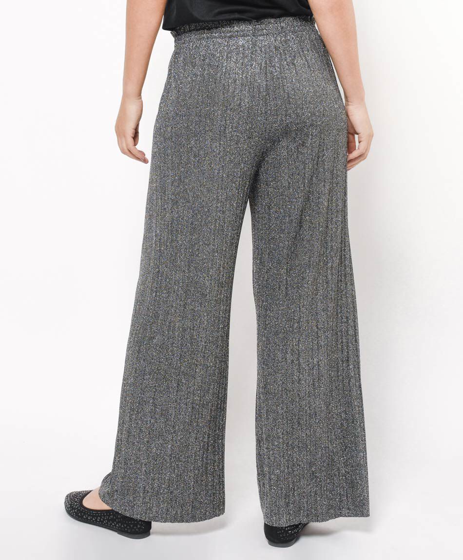 Pantal&oacute;n mujer plisado plata