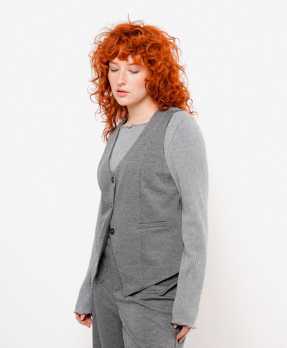 Vest mujer mini check grey