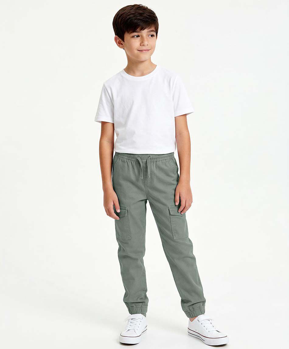 Pantal&oacute;n ni&ntilde;o cargo green