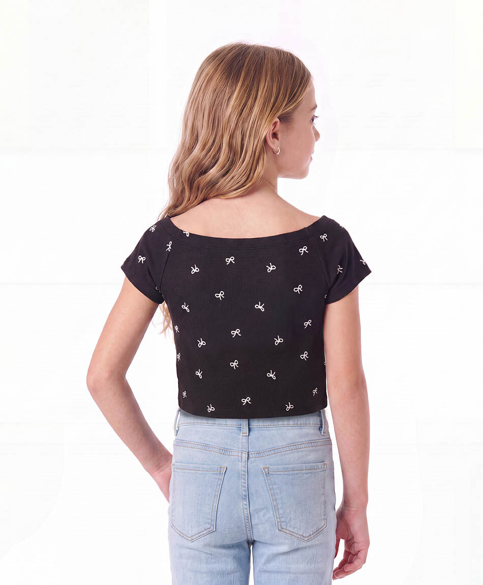 Remera ni&ntilde;a cintas off shoulders