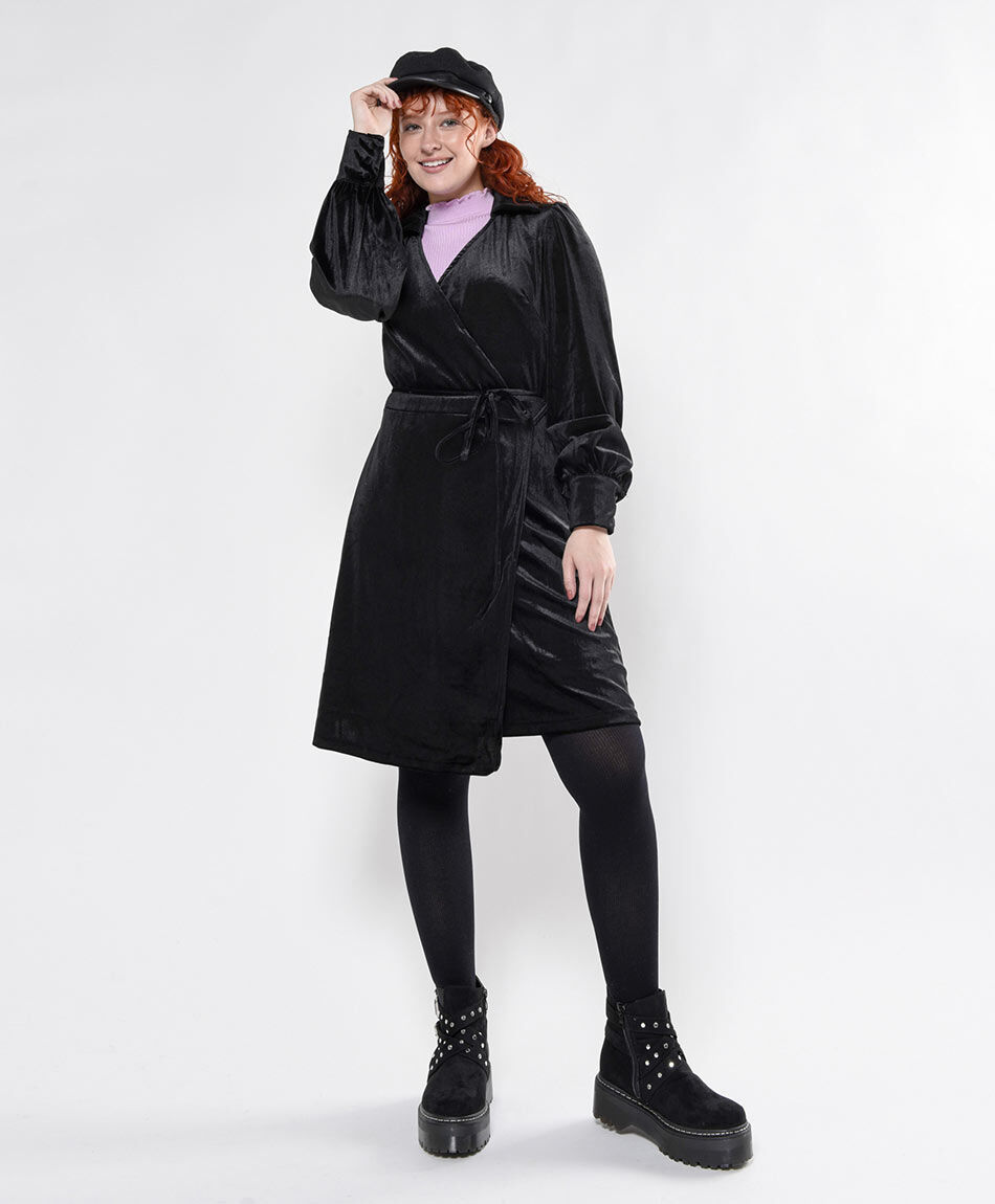 Vestido hasta la rodilla mujer velvet cruzado