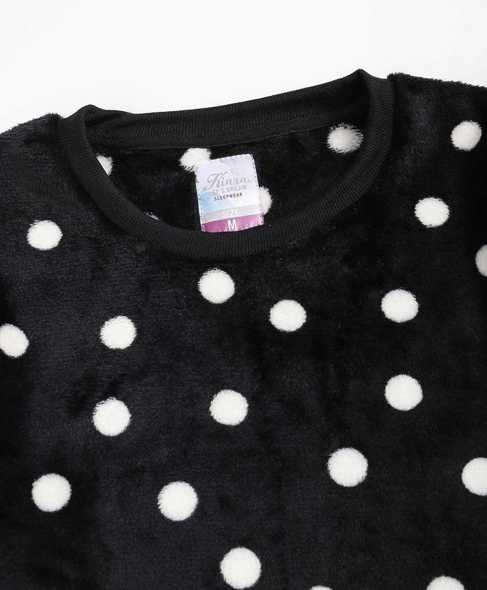 Pijama mujer coral lunares blancos
