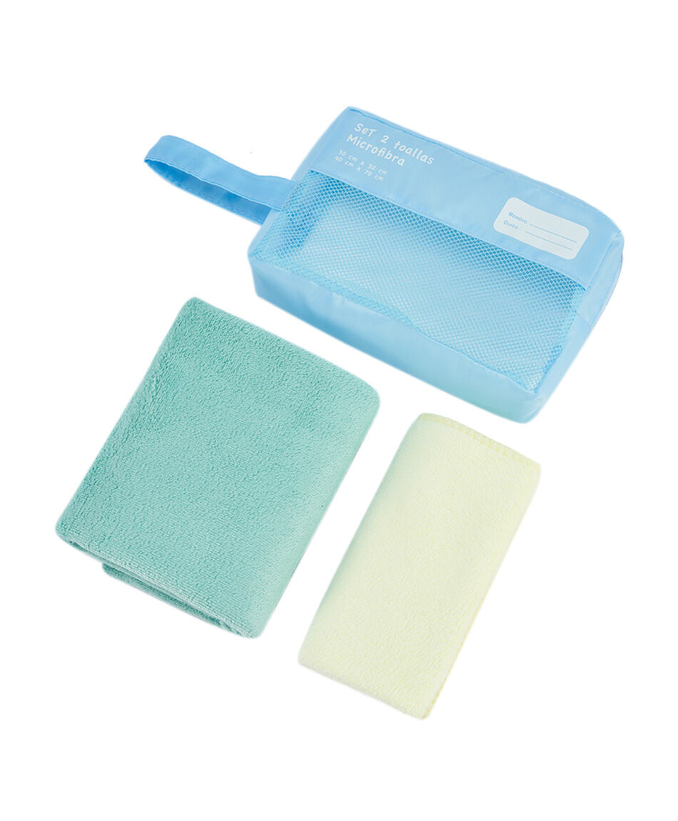Set toalla escolar gimnasio celeste