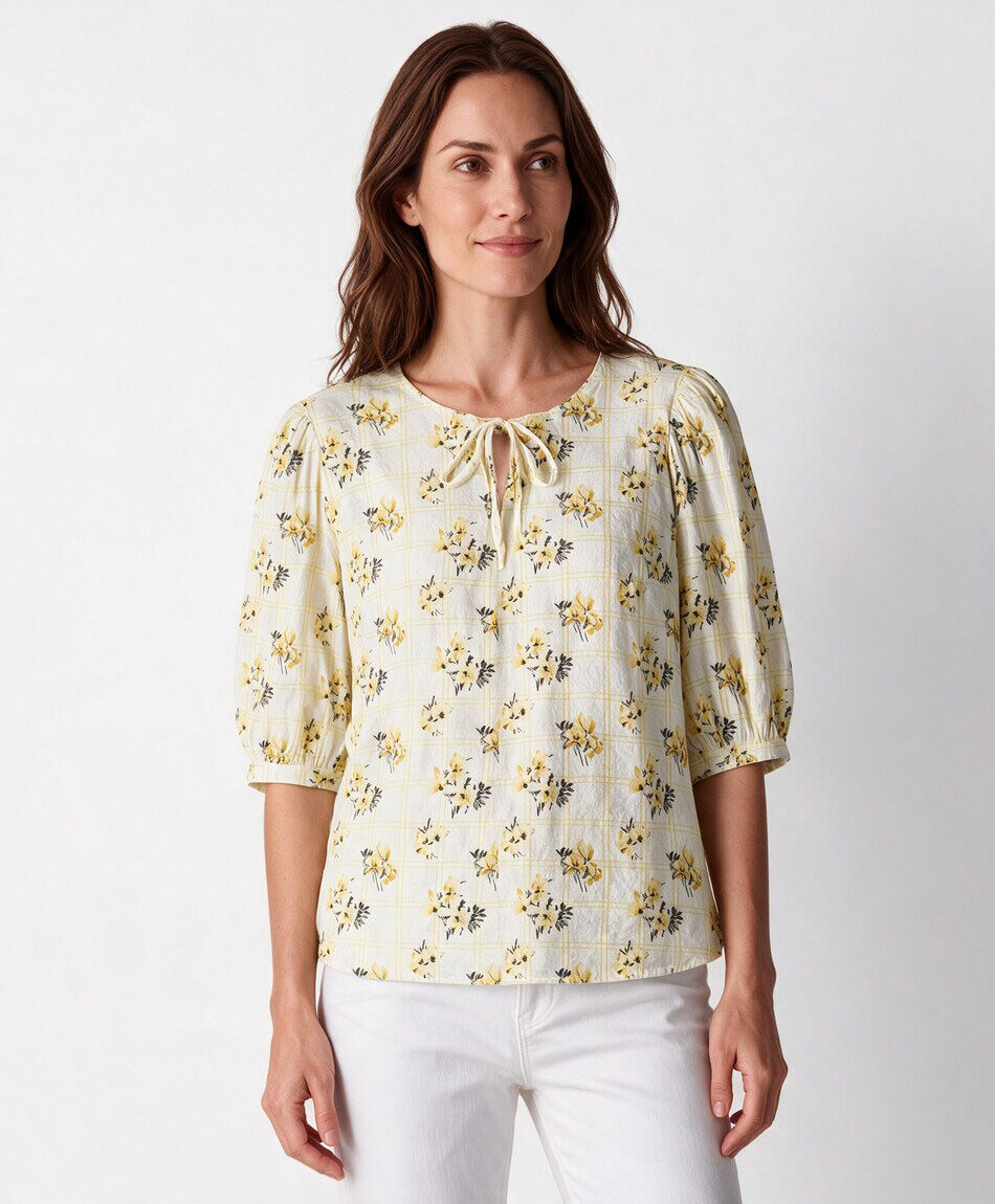 Camisa mujer floreada lazo
