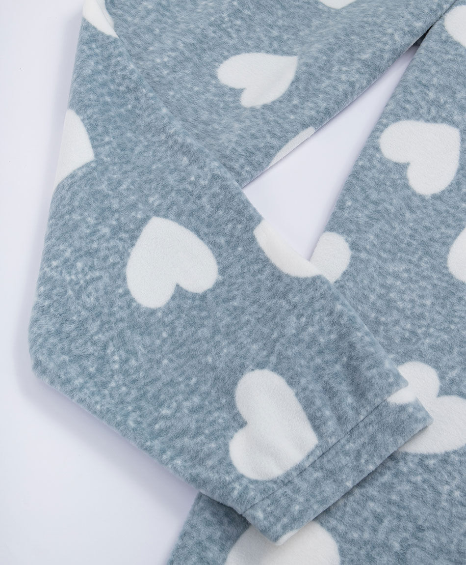 Pijama mujer polar corazones white