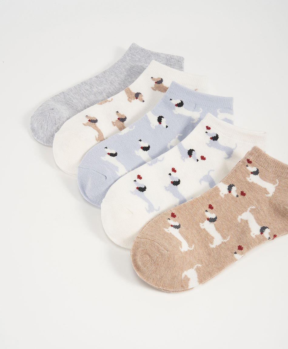 Pack 5 medias mujer perritos