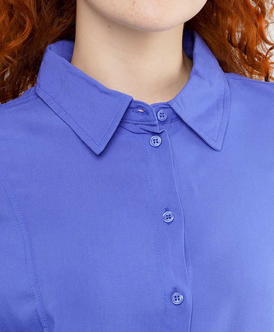 Blusa mujer lisa azul elegante