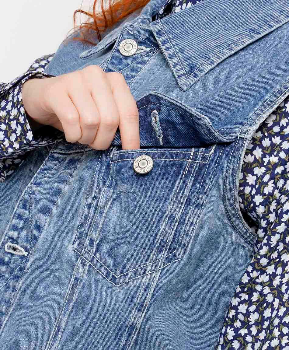 Vest mujer denim bolsillos