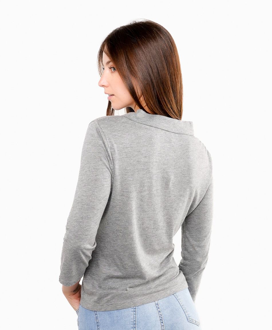 Remera mujer cuello polo grey